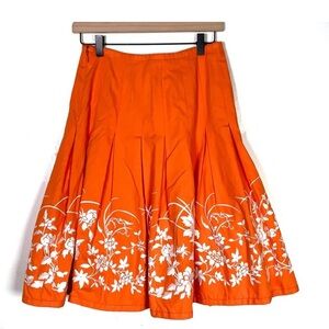 EEllen Tracy floral orange & white print flower skirt flare